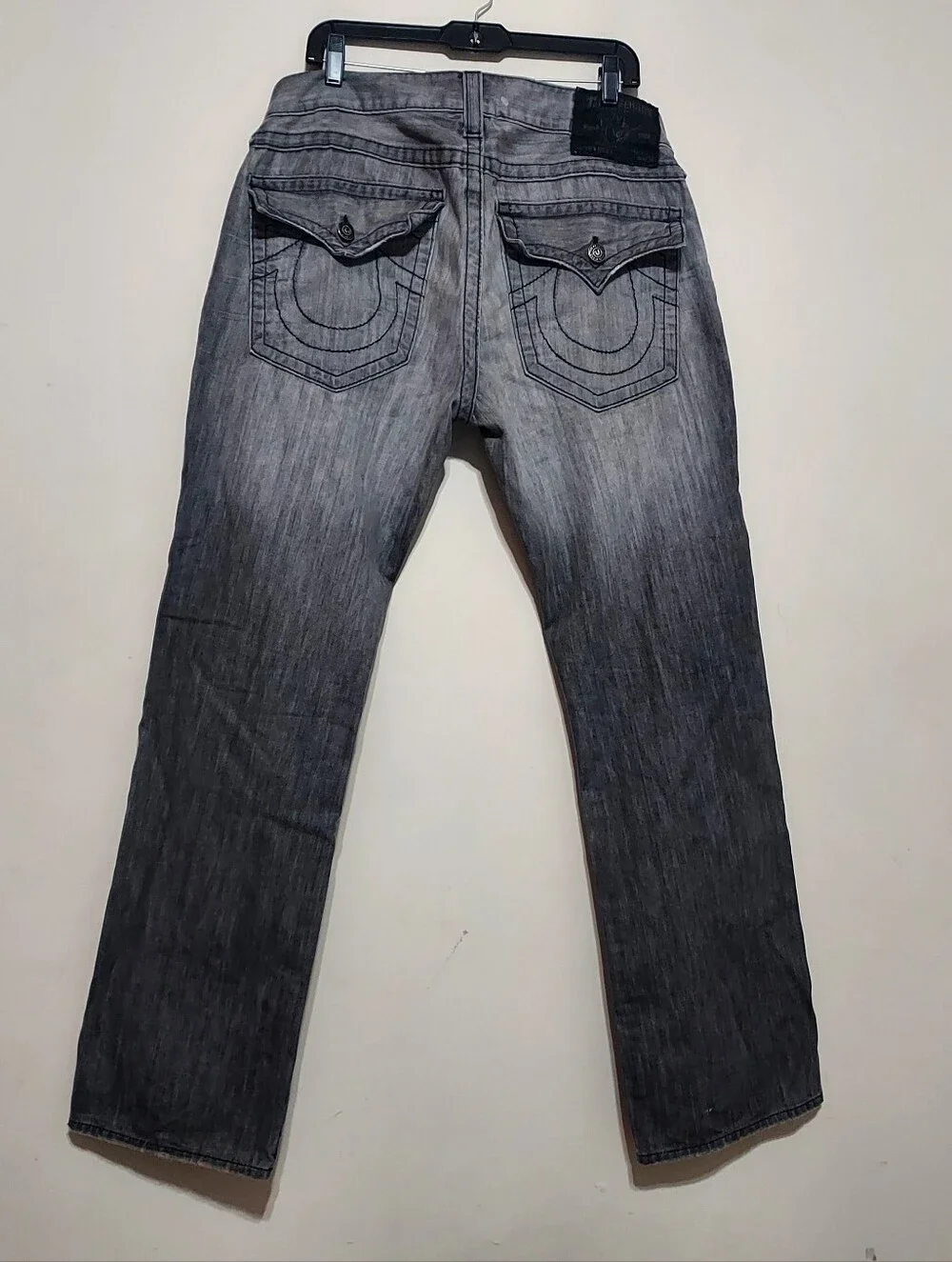True Religion Gray Men's Straight-Leg Jeans - Casual Washed Finish Sz-34